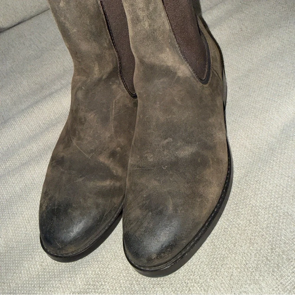 Thursday Everyday Chelsea Duchess Bootie In Dark Olive Suede Womens Size 7